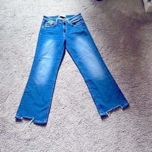 Flying Monkey mid-rise, wide leg slightly cropped distressed jean